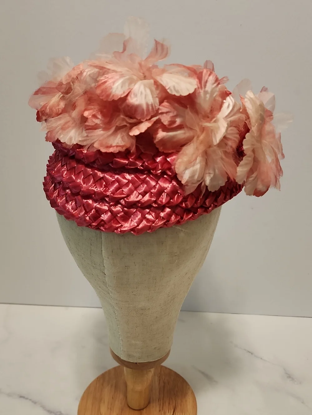 Pink Vintage Petal Pillbox  Hat.
